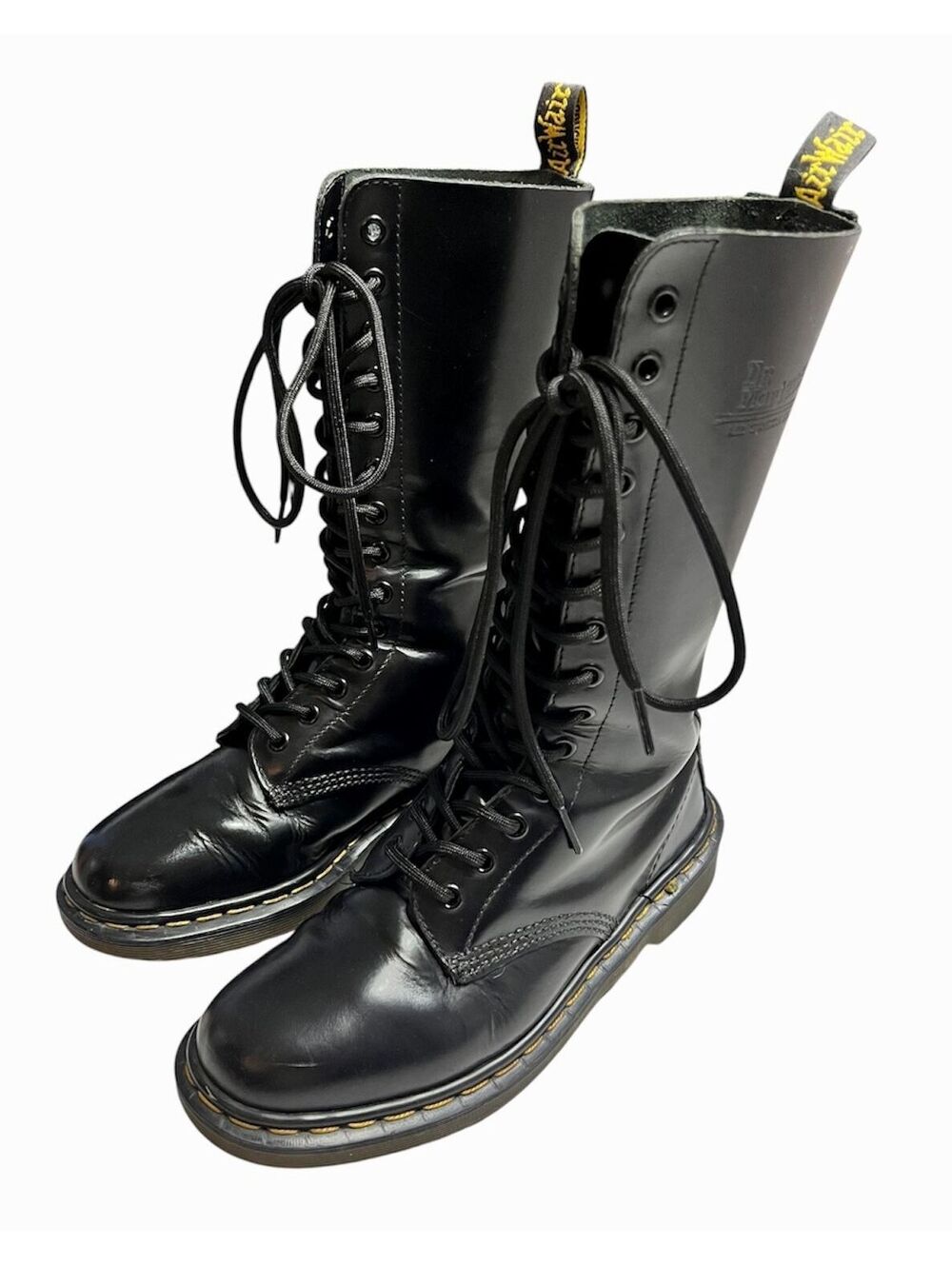 Vintage Made in England Dr Martens 1914 14 Eye Black Leather Boots UK 5 US 7
